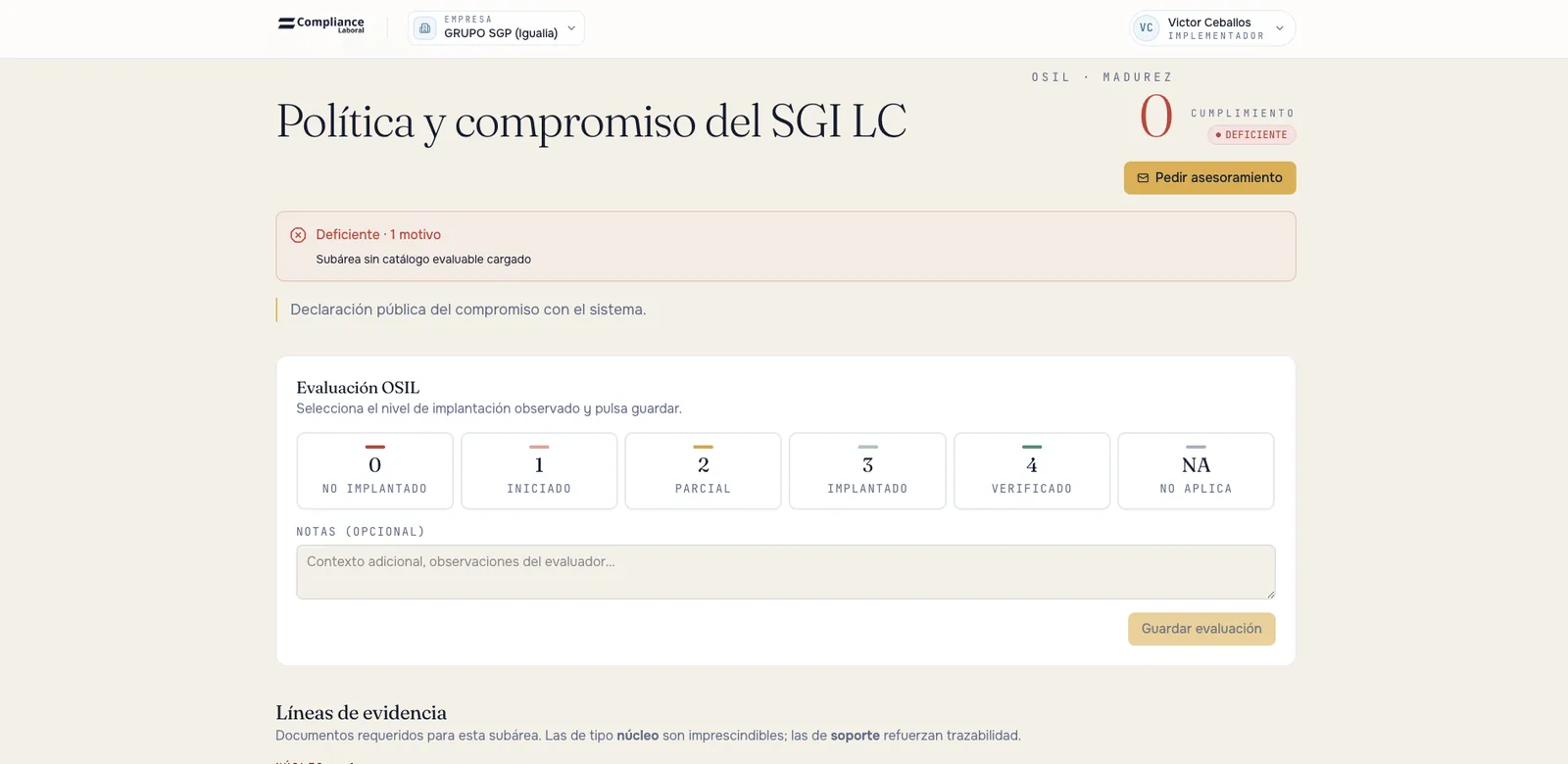 Evaluación objetiva con la escala OSIL