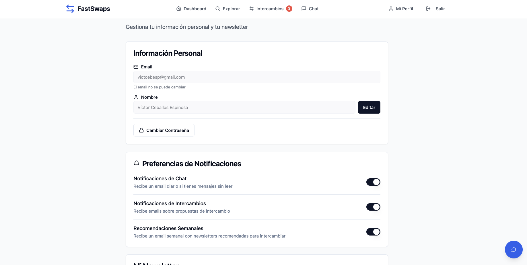 SaaS de intercambio de suscriptores entre newsletters - Vista 4