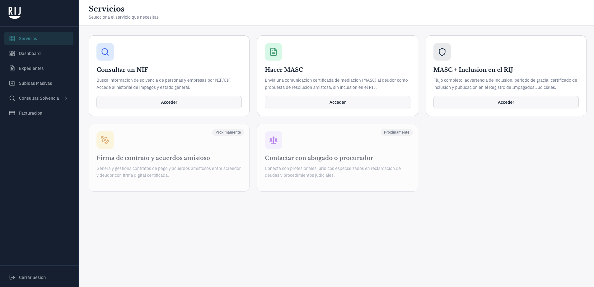SaaS de Registro de Impagados Judiciales - Vista 2